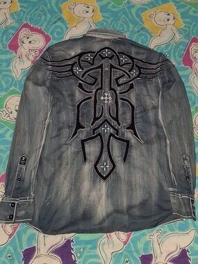 Y2K Roar Designed For Buckle Vintage Western Tribal Button Up Shirt